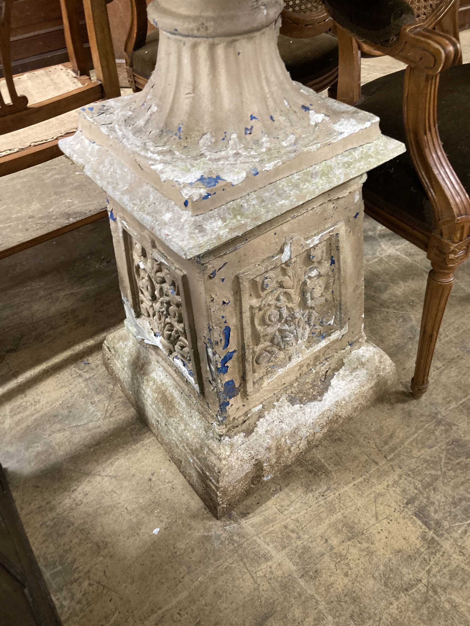 A large Victorian style Andy Thornton painted cast metal campana garden urn, diameter 100cm, height 114cm